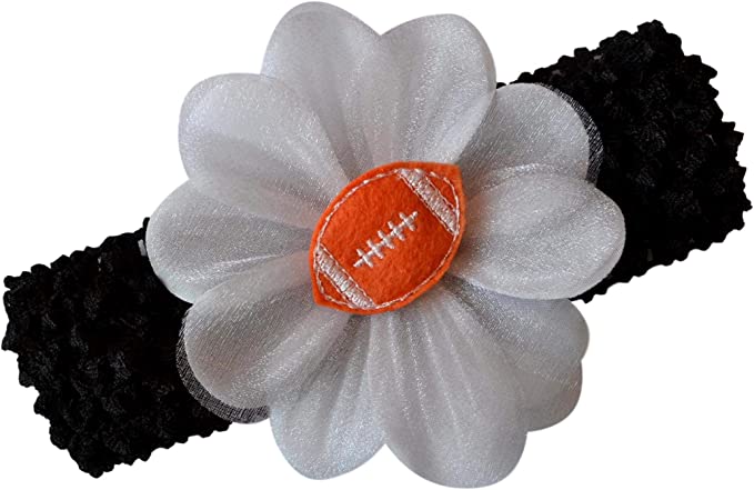 Baby Embroidered Felt Football Team Flower Headband Fits Newborns to Toddlers - MANY COLORS!