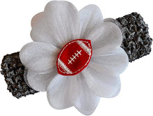 Load image into Gallery viewer, Baby Embroidered Felt Football Team Flower Headband Fits Newborns to Toddlers - MANY COLORS!