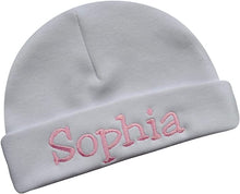 Load image into Gallery viewer, Personalized Cotton Baby Hat for Girls with Custom Embroidered Name