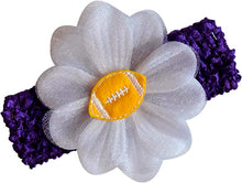 Load image into Gallery viewer, Baby Embroidered Felt Football Team Flower Headband Fits Newborns to Toddlers - MANY COLORS!
