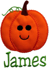 Load image into Gallery viewer, Embroidered Halloween Pumpkin Bodysuit for Baby Boys Personalized with Your Custom Name