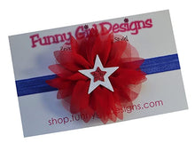 Load image into Gallery viewer, 4th Of July Chiffon Flower and Stars Baby and Toddler Elastic Headband
