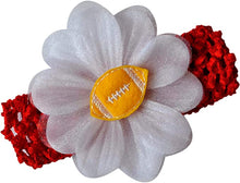 Load image into Gallery viewer, Baby Embroidered Felt Football Team Flower Headband Fits Newborns to Toddlers - MANY COLORS!