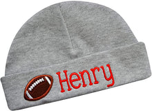 Load image into Gallery viewer, Personalized Baby BOY Cotton FOOTBALL Hat with Custom Name