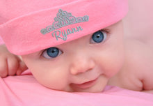 Load image into Gallery viewer, Personalized Embroidered Baby Girl Hat with Princess Crown
