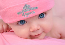 Load image into Gallery viewer, Personalized Embroidered Baby Girl Hat with Princess Crown