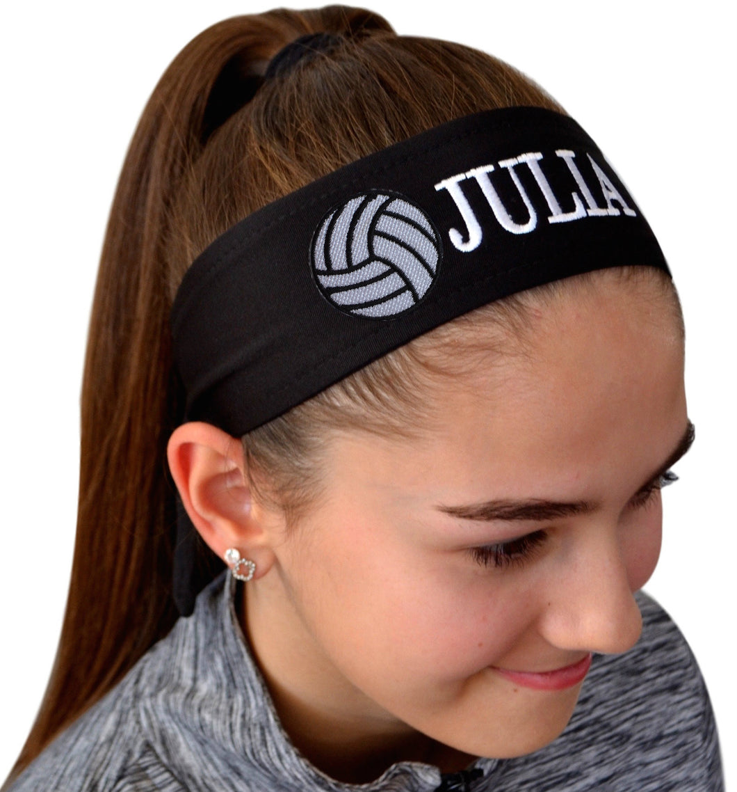 Volleyball Tie Back Moisture Wicking Headband Personalized with Your Embroidered Text - Team Discounts