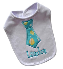 Load image into Gallery viewer, Personalized Baby Boy Easter Egg Fabric Tie Bib Embroidered with Your Custom Text

