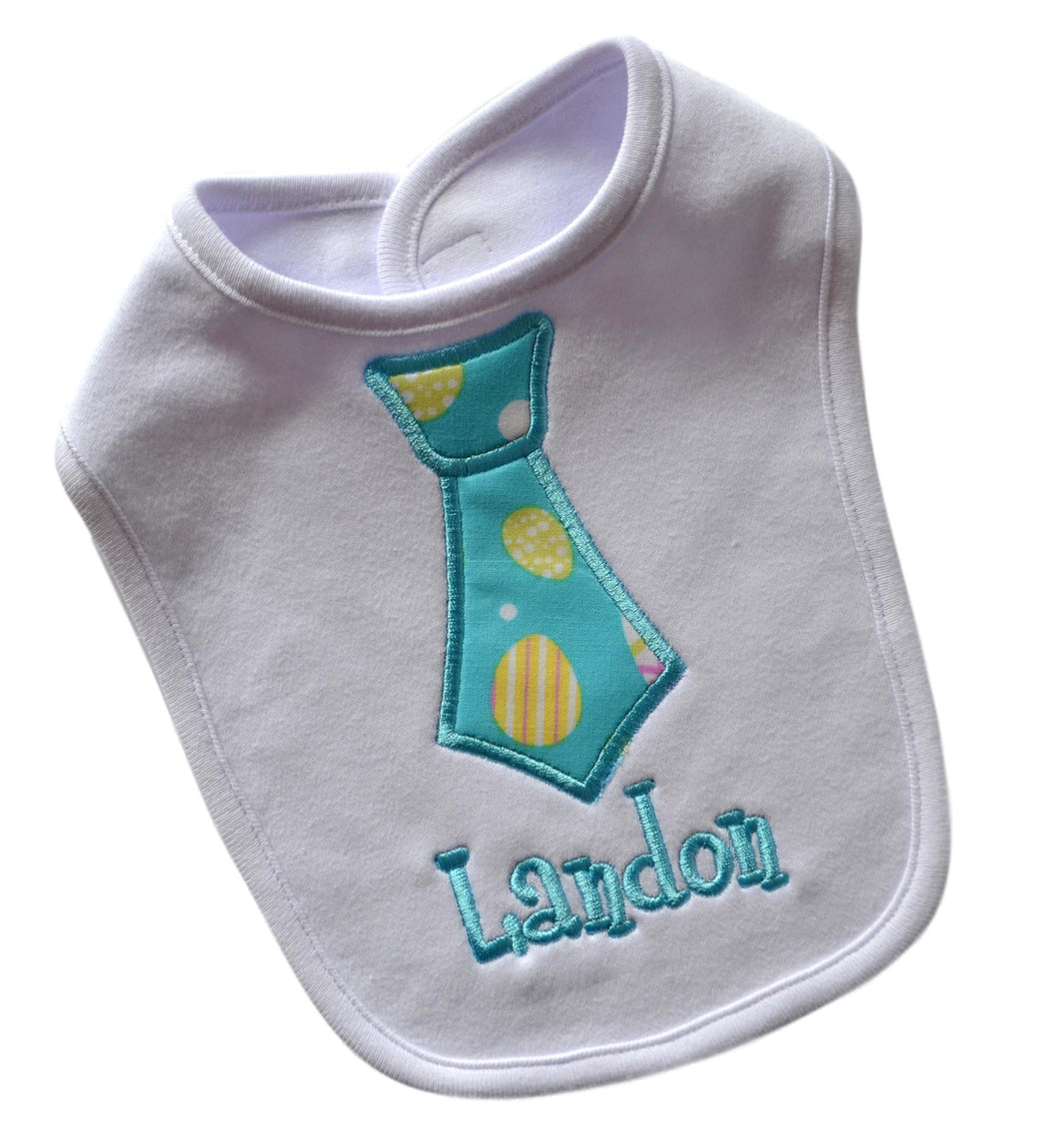 Personalized Baby Boy Easter Egg Fabric Tie Bib Embroidered with Your Custom Text
