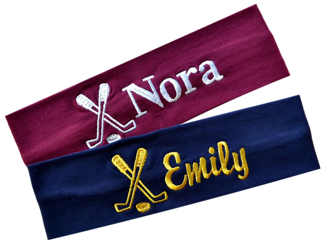 Personalized Monogrammed EMBROIDERED Ice Hockey Cotton Stretch Headband - Quantity Discounts