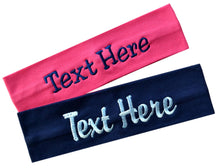 Load image into Gallery viewer, Personalized Monogrammed EMBROIDERED Cotton Stretch Headband with Custom Text - Quantity Discounts
