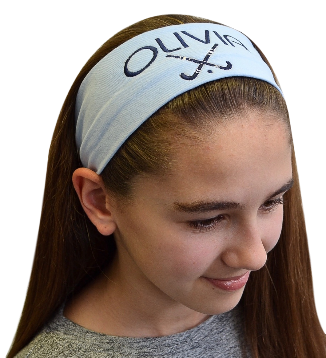 Personalized Monogrammed EMBROIDERED Field Hockey Cotton Stretch Headband - Quantity Discounts