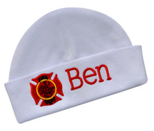 Load image into Gallery viewer, Girls Personalized Embroidered Firefighter Hat with Custom Name