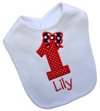 Load image into Gallery viewer, First Birthday Smash Bib for Baby Girls Turning 1 with Custom Embroidered Name - 5 Colors!
