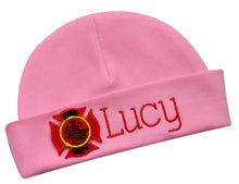 Load image into Gallery viewer, Girls Personalized Embroidered Firefighter Hat with Custom Name