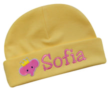 Load image into Gallery viewer, Personalized Embroidered Baby Girl Hat with Pink Elephant Applique
