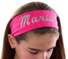 Load image into Gallery viewer, Design Your Own Cotton Stretch Headband with Your Custom GLITTER FLAKE Text - Quantity Discounts

