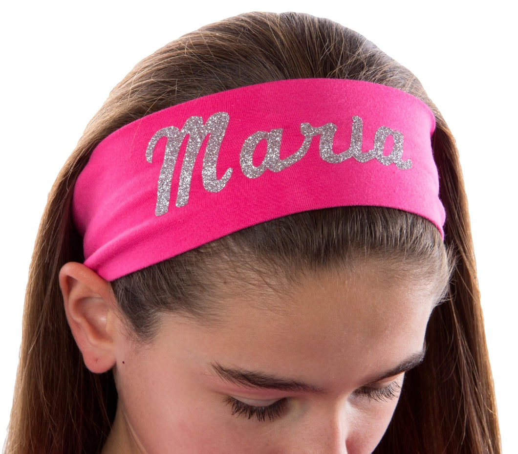 Design Your Own Cotton Stretch Headband with Your Custom GLITTER FLAKE Text - Quantity Discounts