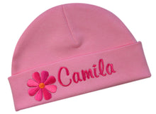 Load image into Gallery viewer, Personalized Embroidered Baby Girl Monogrammed Hat with Daisy