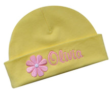 Load image into Gallery viewer, Personalized Embroidered Baby Girl Monogrammed Hat with Daisy
