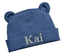 Load image into Gallery viewer, Personalized Bear Ears Hat for Newborn Boys with Custom Embroidered Name