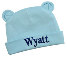 Load image into Gallery viewer, Personalized Bear Ears Hat for Newborn Boys with Custom Embroidered Name