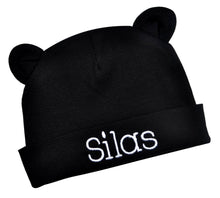 Load image into Gallery viewer, Personalized Bear Ears Hat for Newborn Boys with Custom Embroidered Name