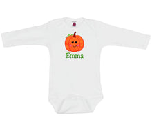 Load image into Gallery viewer, Embroidered Halloween Pumpkin Onesie Bodysuit for Baby Girls - Personalized with Your Custom Name