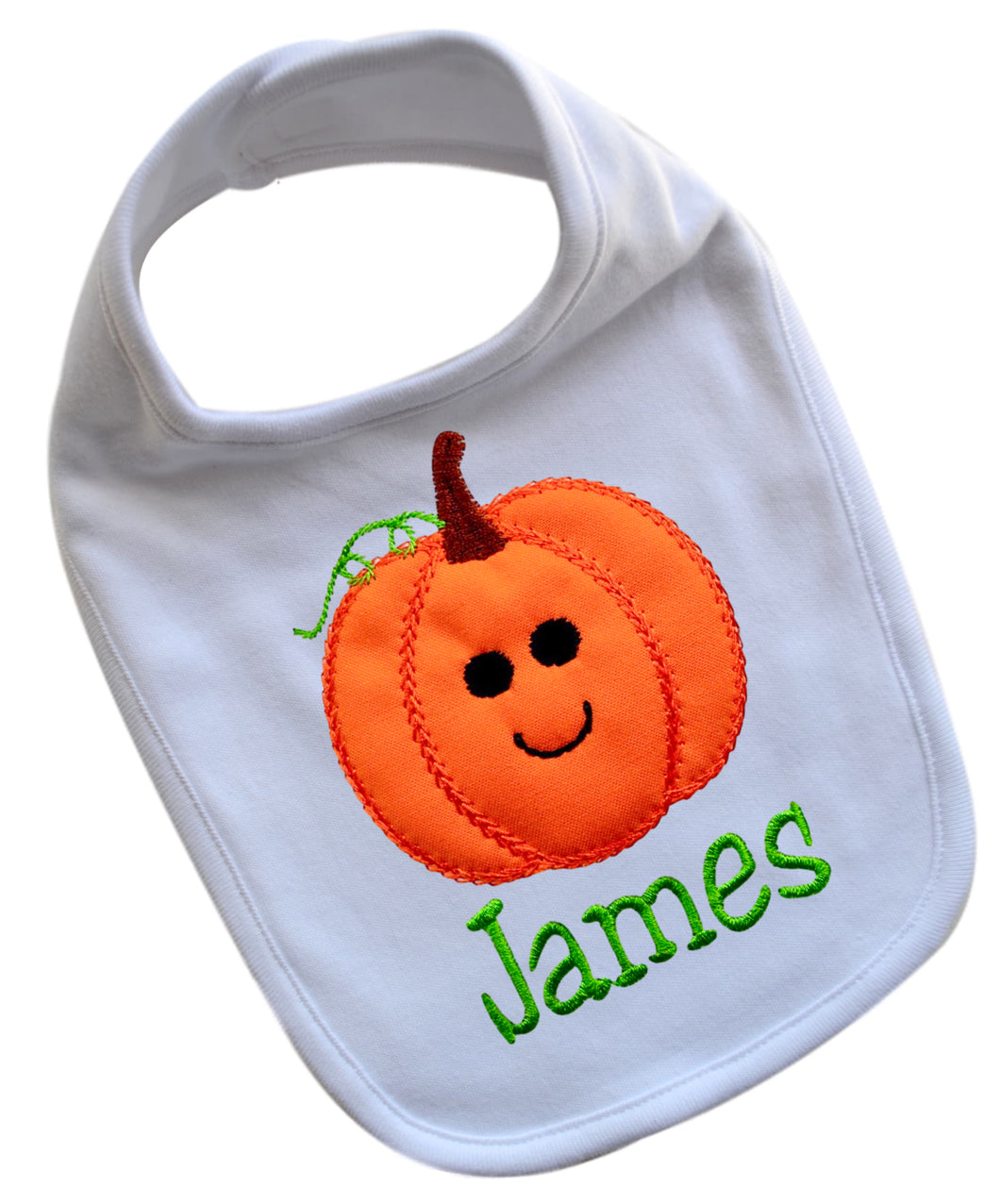 Personalized Pumpkin Face Halloween Bib for Baby BOYS - White BIB