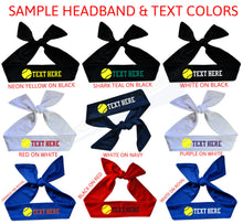 Load image into Gallery viewer, Design Your Own Neon Yellow Softball Tie Back Headband with VINYL Text - Quantity Discounts