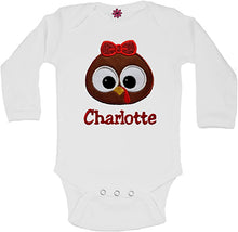 Load image into Gallery viewer, Personalized Thanksgiving Turkey Face Bodysuit Embroidered for Baby Girls with Name