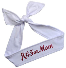 Load image into Gallery viewer, Breast Cancer Awareness Moisture Wicking Tie Back Headband with Personalized Custom Name in Glitter Text with Ribbon
