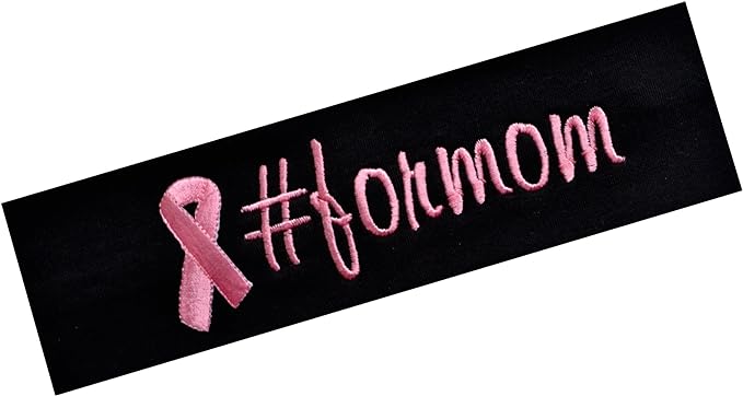 Breast Cancer Awareness Pink Ribbon Embroidered Headband with Your Custom Name - Quantity Discounts