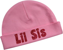 Load image into Gallery viewer, Lil Sis Newborn Little Sister Baby Beanie in Sparkling Glitter
