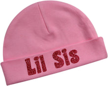 Load image into Gallery viewer, Lil Sis Newborn Little Sister Baby Beanie in Sparkling Glitter
