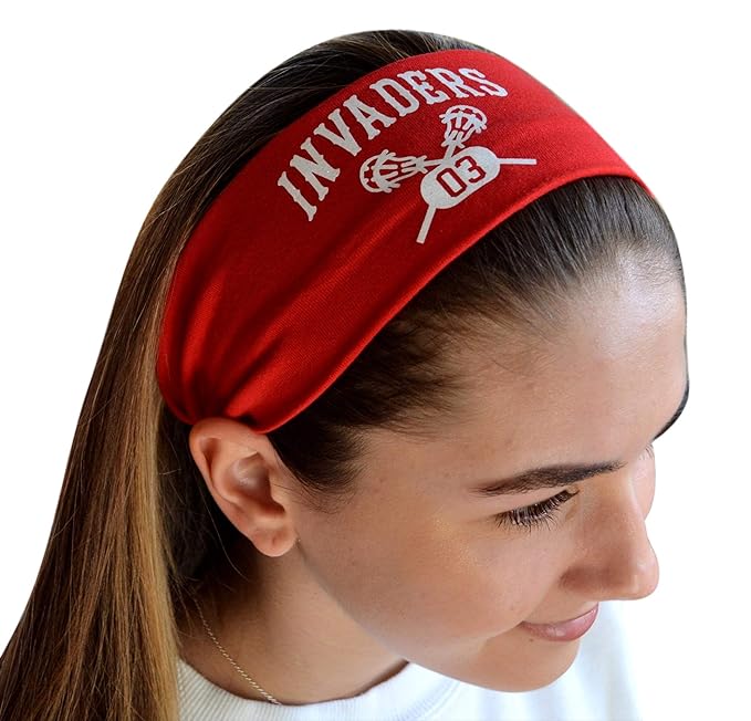 Lacrosse Headband Personalized with Your Custom GLITTER FLAKE Text & Number - Quantity Discounts