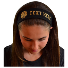 Load image into Gallery viewer, No Slip Basketball Headband with Custom Name and Number in Sparkling Glitter Text
