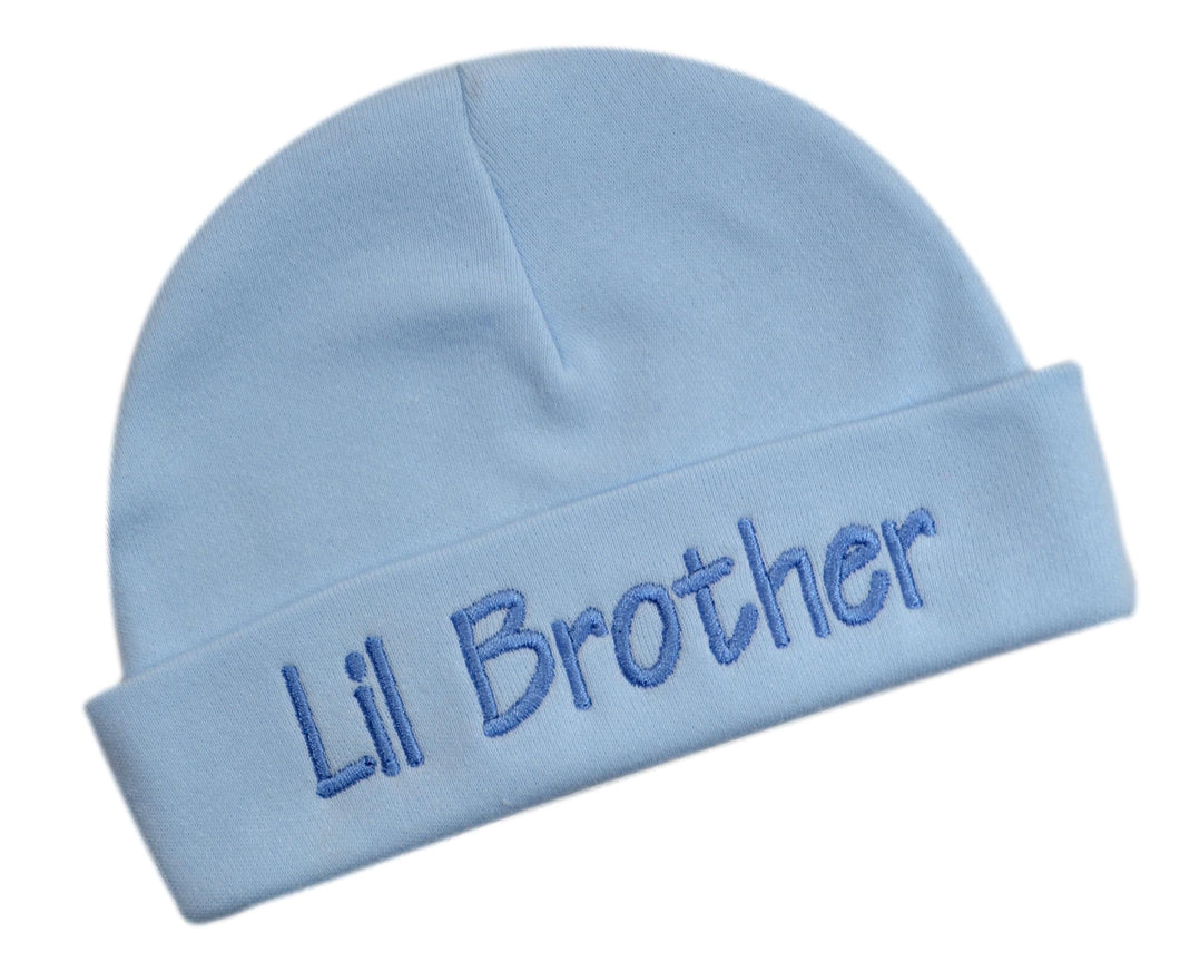 Lil Brother 100% Cotton Embroidered Baby Brother Hat for New Baby Boy