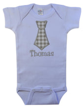 Load image into Gallery viewer, Embroidered Tie Bodysuit Romper for Baby Boys - Personalized with Your Custom Name
