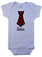 Load image into Gallery viewer, Embroidered Tie Bodysuit Romper for Baby Boys - Personalized with Your Custom Name
