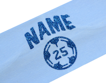 Load image into Gallery viewer, Soccer Headband Personalized with Your Custom GLITTER FLAKE Text &amp; Number - Quantity Discounts

