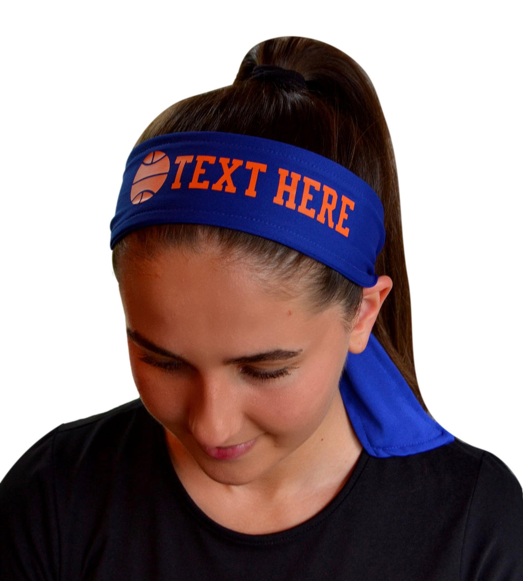 Design Your Own Basketball Tie Back Headband with VINYL Text - Quantity Discounts