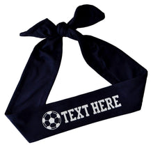 Load image into Gallery viewer, Design Your Own Soccer Tie Back Headband with VINYL Text - Quantity Discounts
