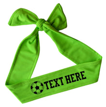 Load image into Gallery viewer, Design Your Own Soccer Tie Back Headband with VINYL Text - Quantity Discounts
