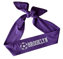 Load image into Gallery viewer, Design Your Own Soccer Tie Back Headband with VINYL Text - Quantity Discounts
