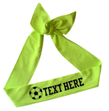 Load image into Gallery viewer, Design Your Own Soccer Tie Back Headband with VINYL Text - Quantity Discounts
