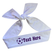 Load image into Gallery viewer, Design Your Own Soccer Tie Back Headband with VINYL Text - Quantity Discounts
