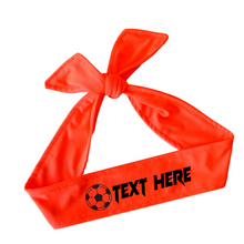 Load image into Gallery viewer, Design Your Own Soccer Tie Back Headband with VINYL Text - Quantity Discounts
