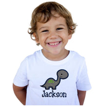 Load image into Gallery viewer, Personalized Embroidered Gray Dinosaur Toddler T-Shirt
