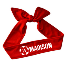 Load image into Gallery viewer, Design Your Own Soccer Tie Back Headband with VINYL Text - Quantity Discounts
